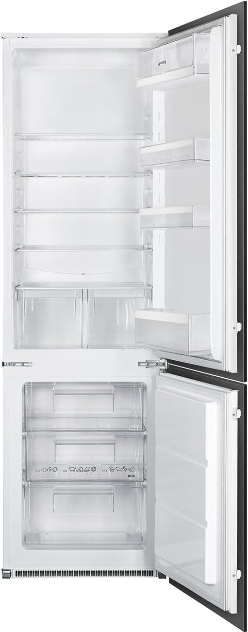 Smeg réfrigérateur, frigo – 268 litres | Argent/Blanc, C4172F - combiné statique – installation encastrée classe F