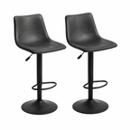 Tabourets de bar vintage réglables en hauteur avec repose-pied en PU gris foncé