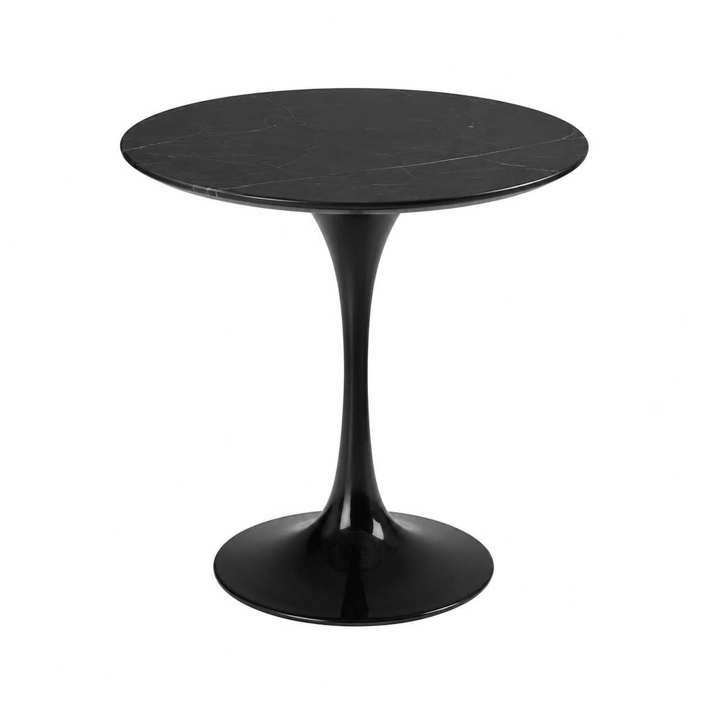 Table d'appoint ronde en marbre et fibre de verre noire
