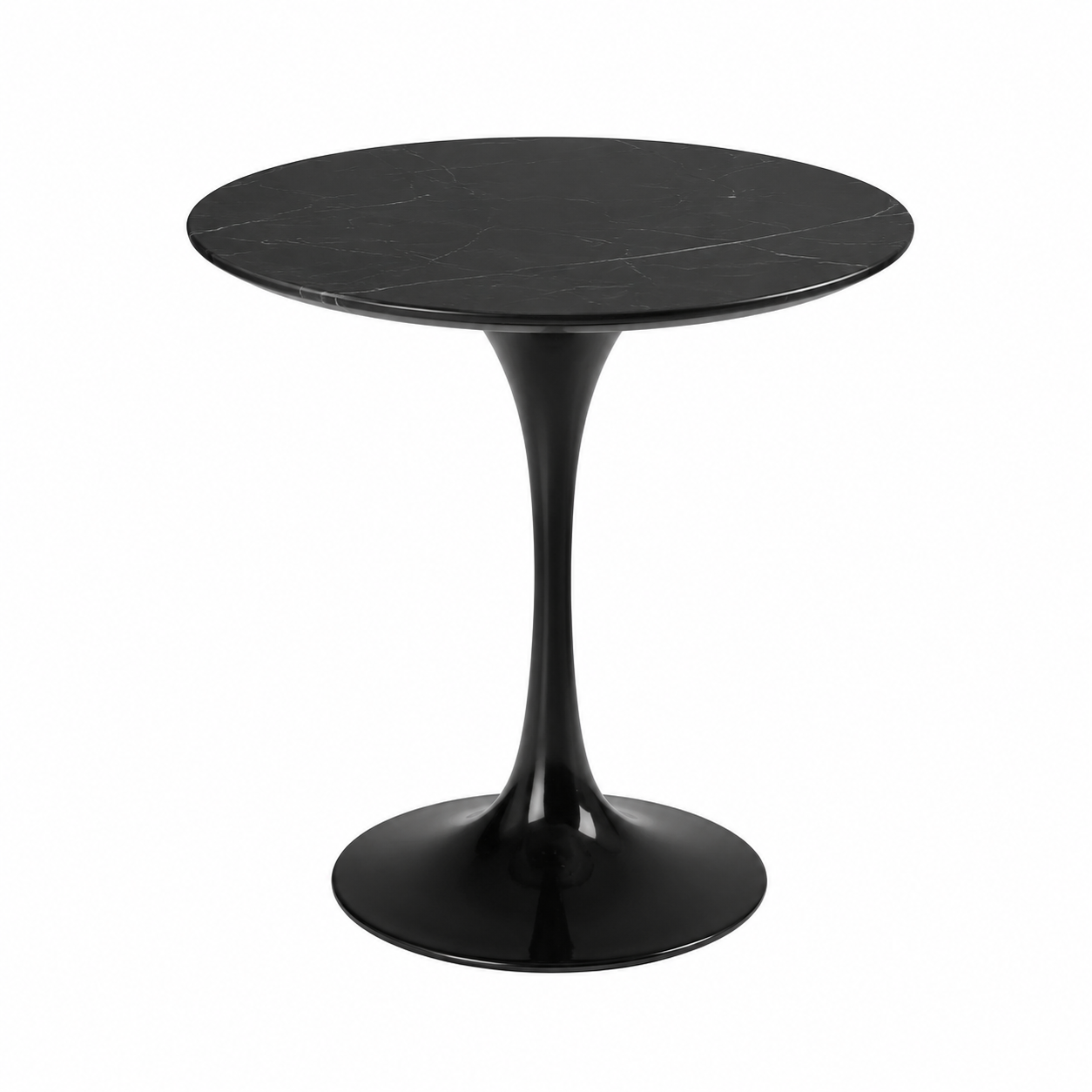 Table d'appoint ronde en marbre et fibre de verre noire