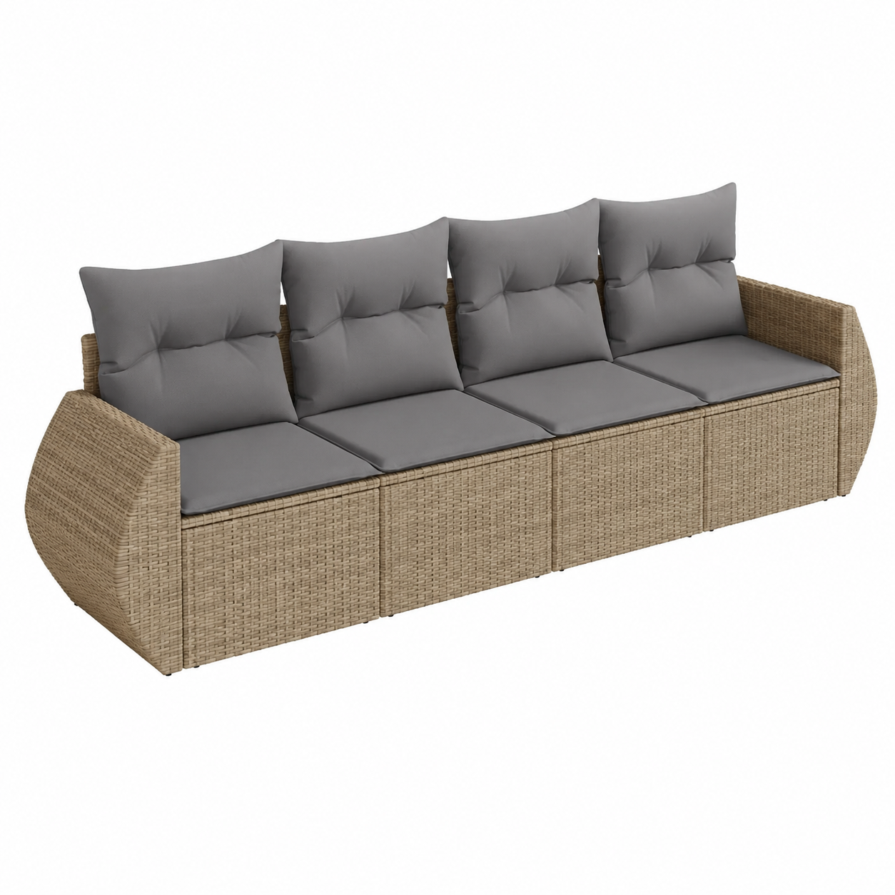 Ensemble extérieur en résine tressée avec coussins beige