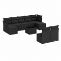 Ensemble d'extérieur 10 pièces avec coussins en résine noire