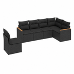 Ensemble de mobilier de jardin 6 pièces avec coussins noirs