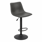 Tabourets de bar vintage réglables en hauteur avec repose-pied en PU gris foncé
