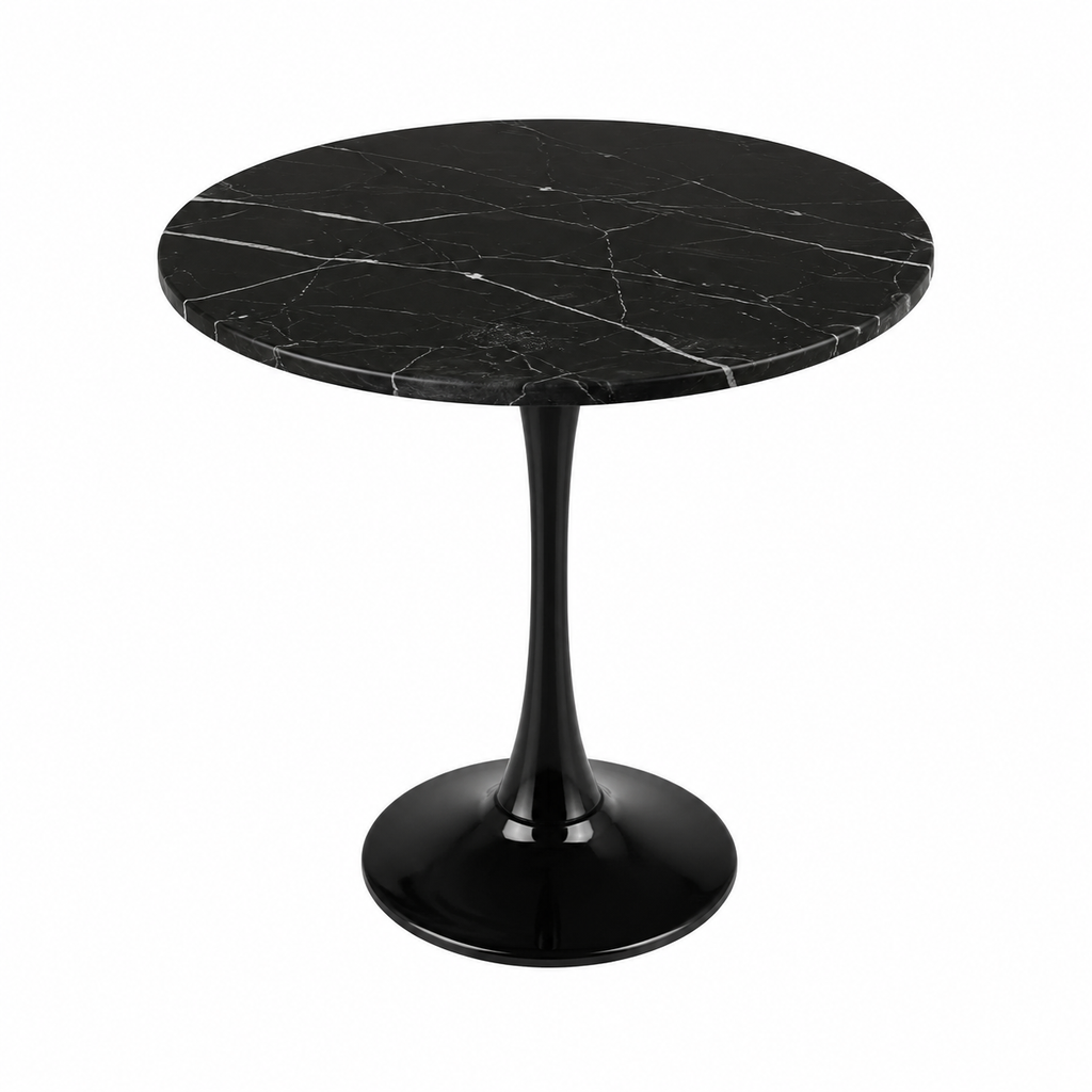 Table d'appoint ronde en marbre et fibre de verre noire