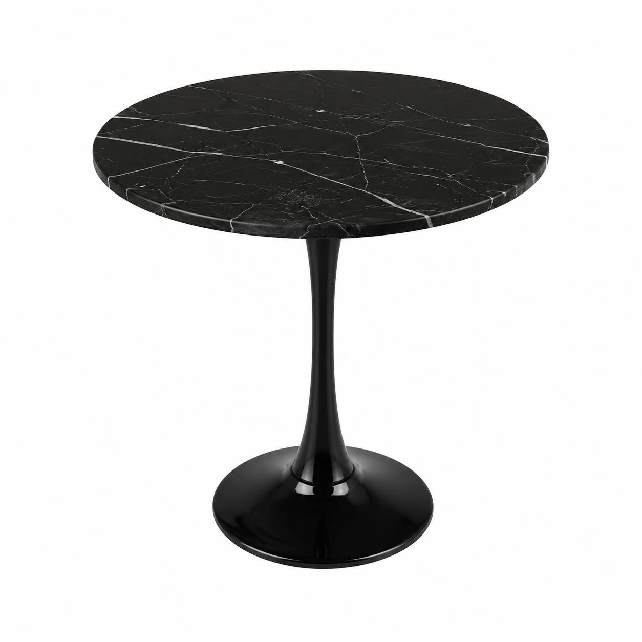 Table d'appoint ronde en marbre et fibre de verre noire