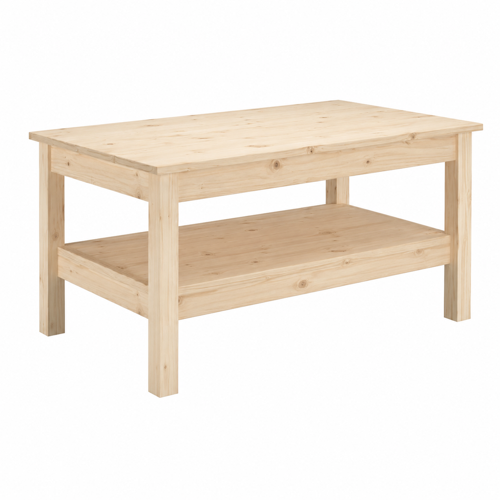 Table basse rectangulaire en bois de pin 80x50x40 cm