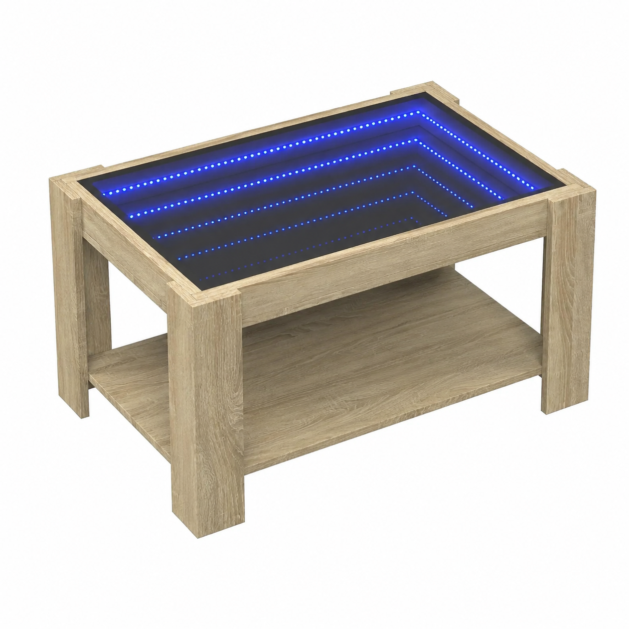 Table basse en bois avec éclairage LED intégrée