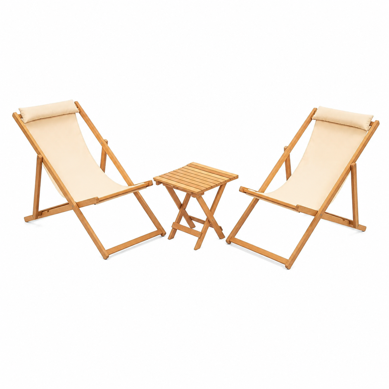 Ensemble de jardin 2 places en bois et toile