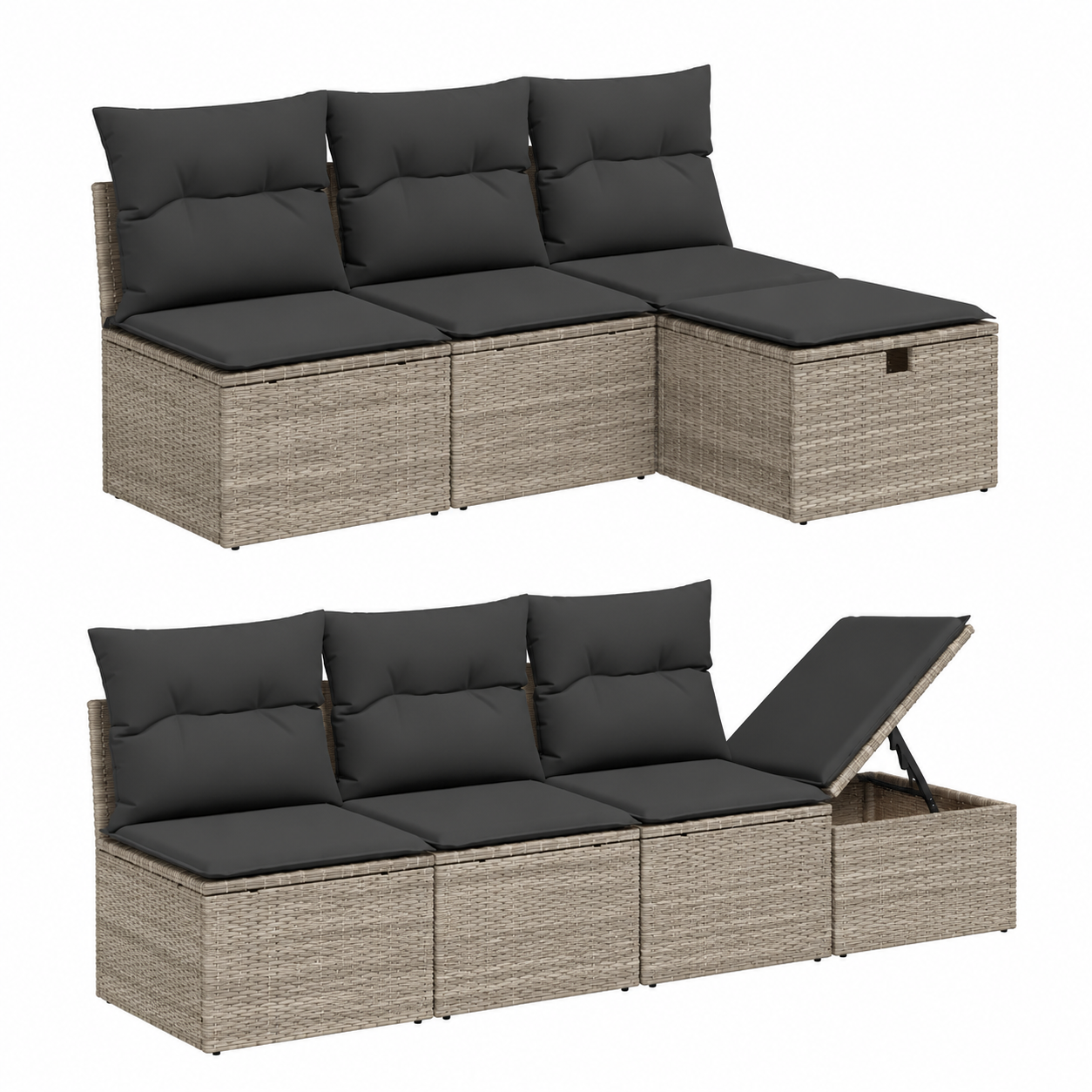 Ensemble de jardin 8 pièces avec coussins en résine tressée