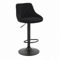 Tabouret de bar élégant en tissu et métal noir