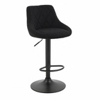 Tabouret de bar élégant en tissu et métal noir