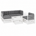 Ensemble de meubles de jardin 7 pièces en bois blanc