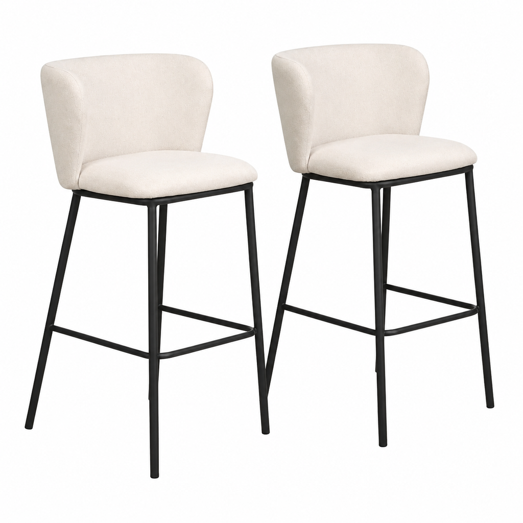 Ensemble de 2 chaises de bar élégantes blanches