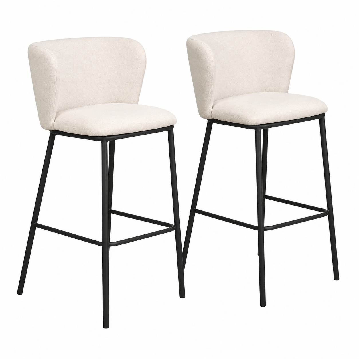 Ensemble de 2 chaises de bar élégantes blanches