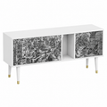 Meuble TV moderne en bois blanc avec étagères