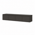 Meuble TV suspendu 4 portes 200 cm noir