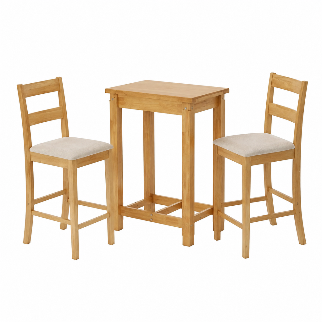 Ensemble de 2 tabourets de bar en bois avec coussins