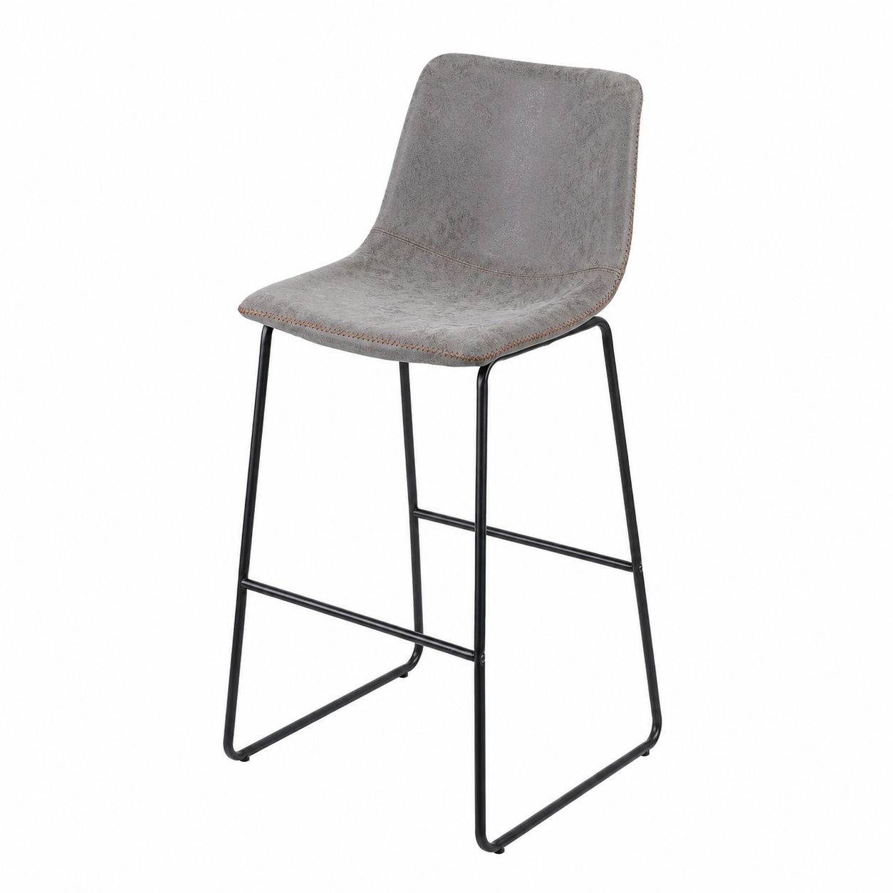 Tabourets de bar en similicuir gris, lot de 2