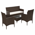 Ensemble de mobilier de jardin 5 pièces avec coussins en résine tressée marron