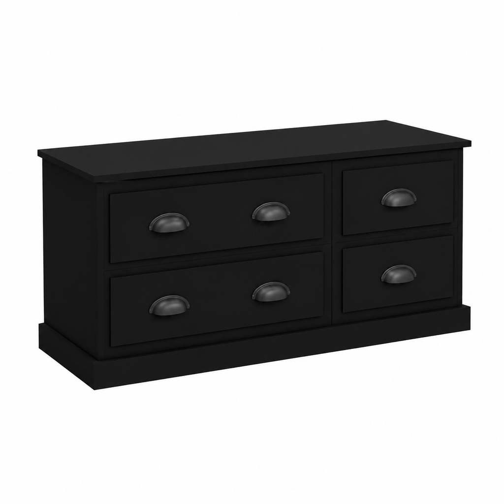 Meuble TV moderne noir en bois d'ingénierie