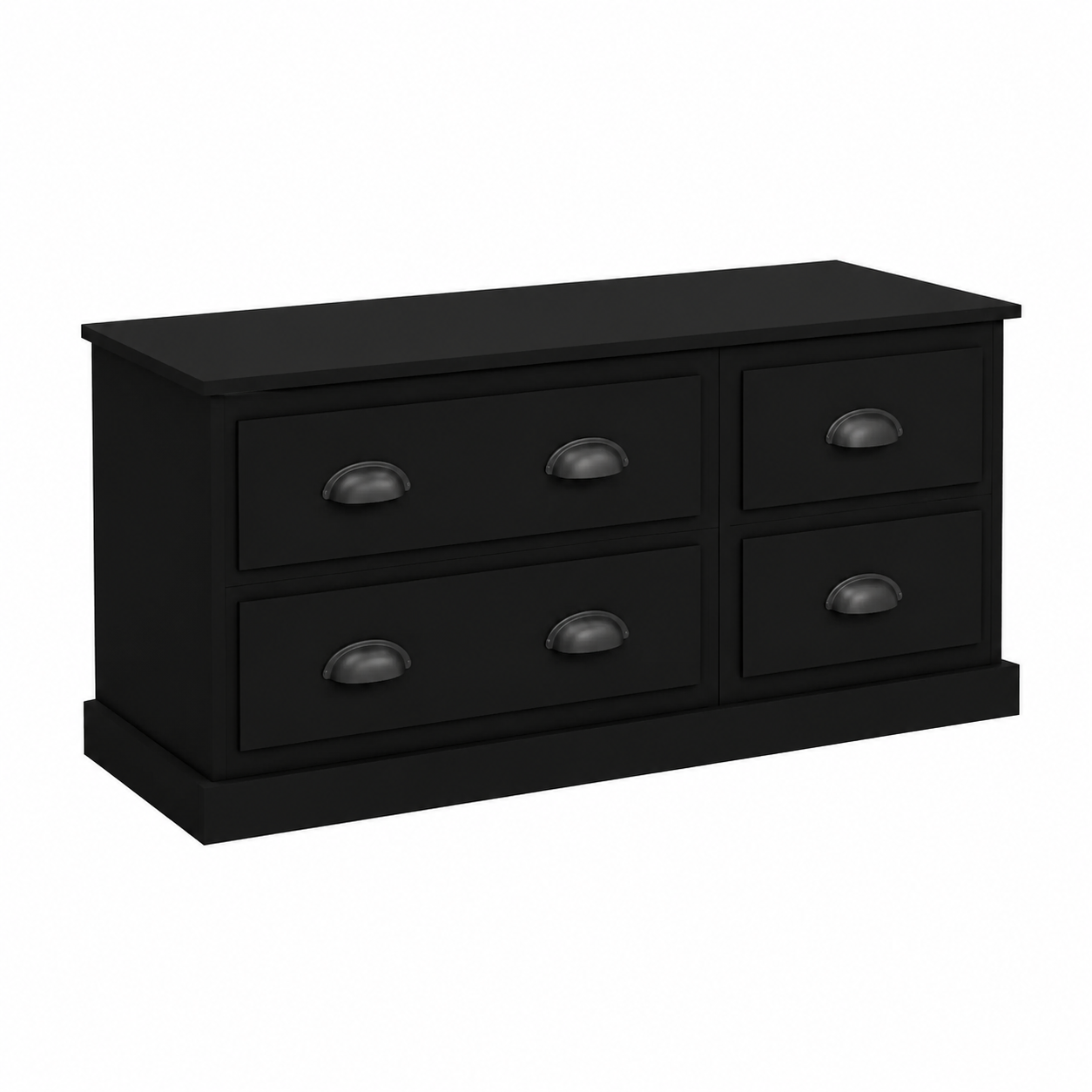 Meuble TV moderne noir en bois d'ingénierie