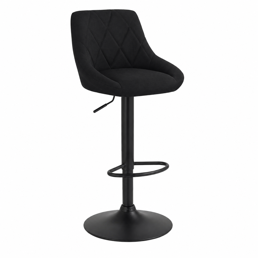 Tabouret de bar élégant en tissu et métal noir