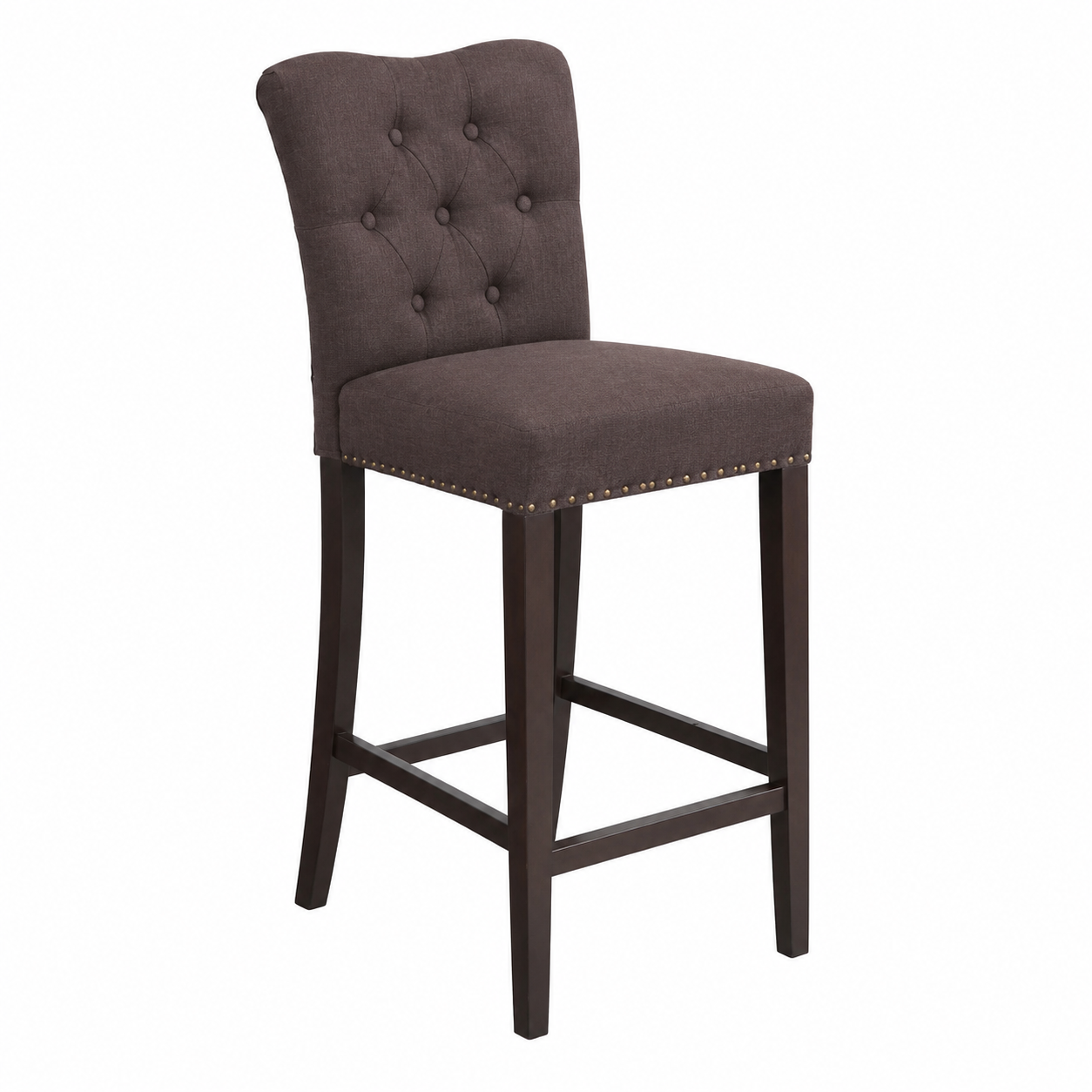 Ensemble de 2 tabourets de bar en tissu et bois marron