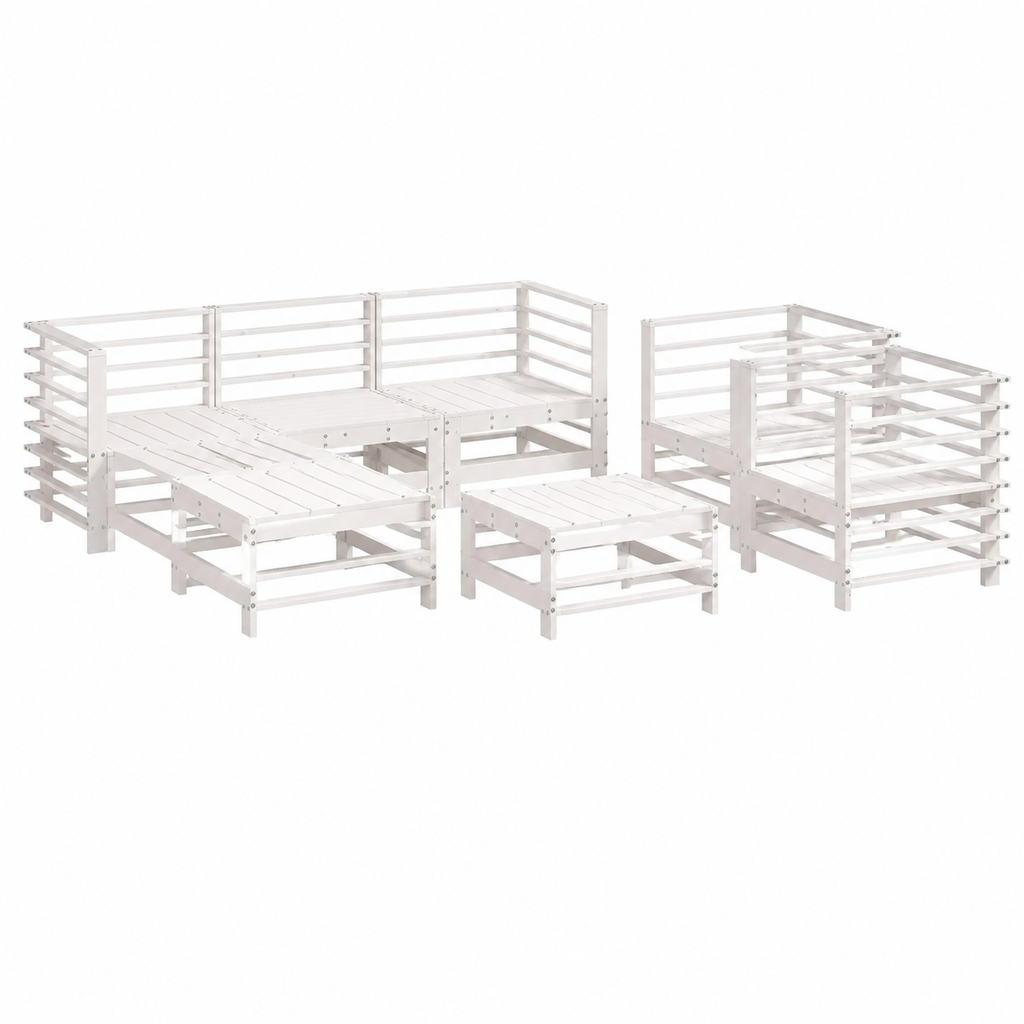 Ensemble de meubles de jardin 7 pièces en bois blanc