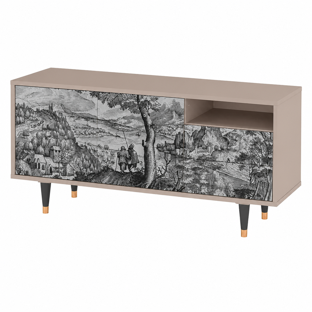 Meuble TV Contemporain en Bois - Dimensions 125x56x41 cm