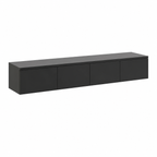 Meuble TV suspendu 4 portes 200 cm noir