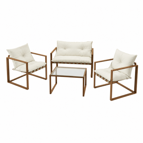 Ensemble de Jardin 4 Pièces en Résine Blanc
