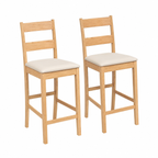 Ensemble de 2 tabourets de bar en bois avec coussins