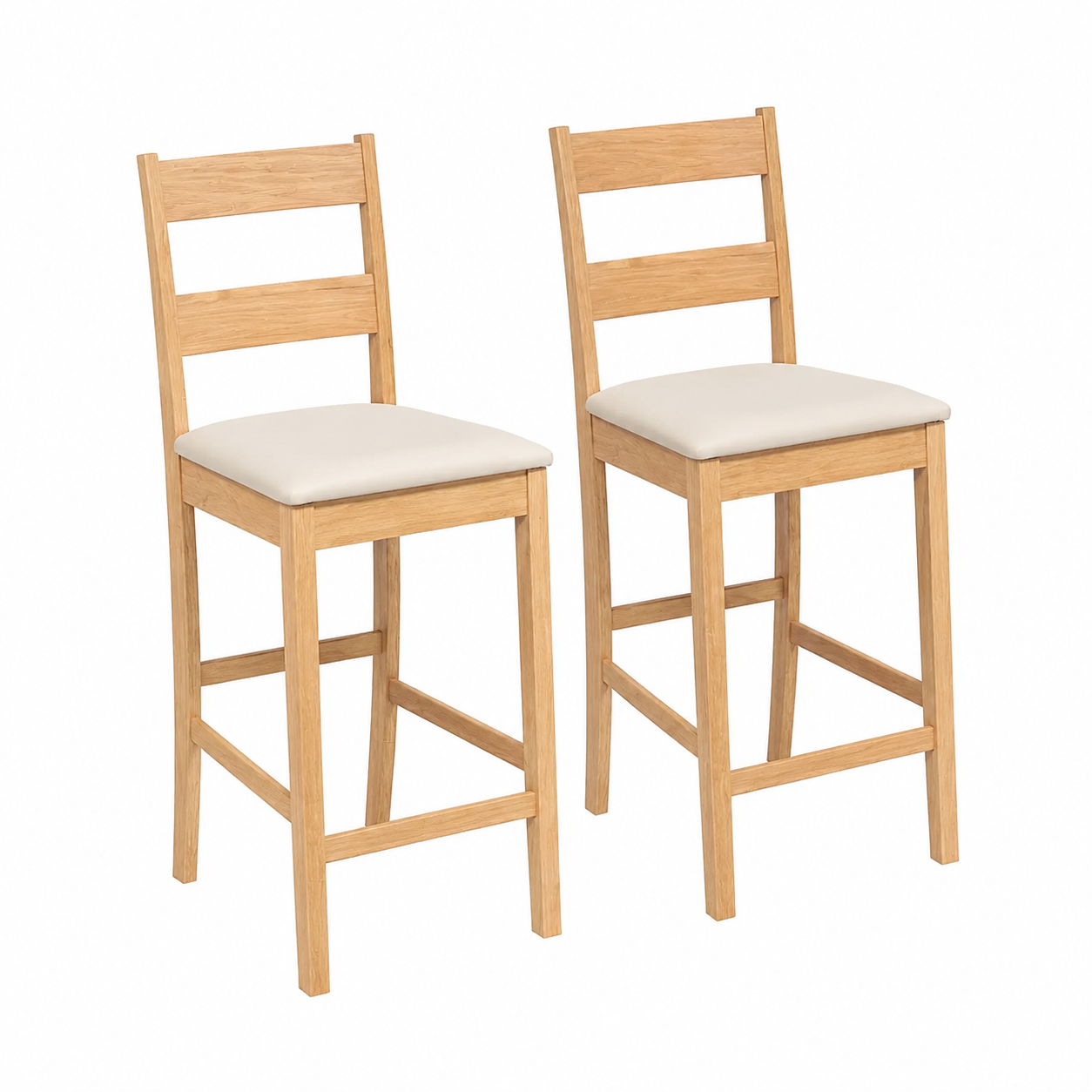 Ensemble de 2 tabourets de bar en bois avec coussins