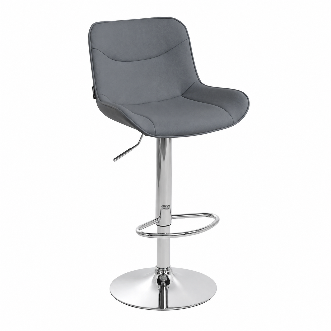 Tabouret de bar en similicuir et chrome gris, lot de 2