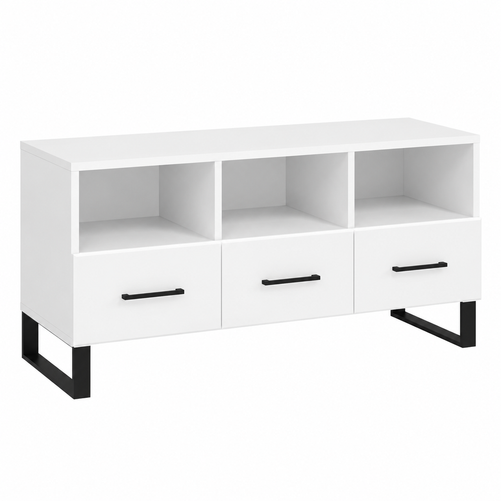 Meuble TV moderne blanc en bois ingénierie 102x36x50 cm