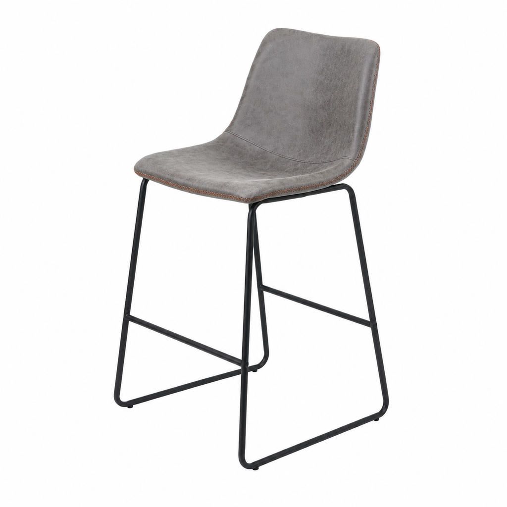 Tabourets de bar en similicuir gris, lot de 2