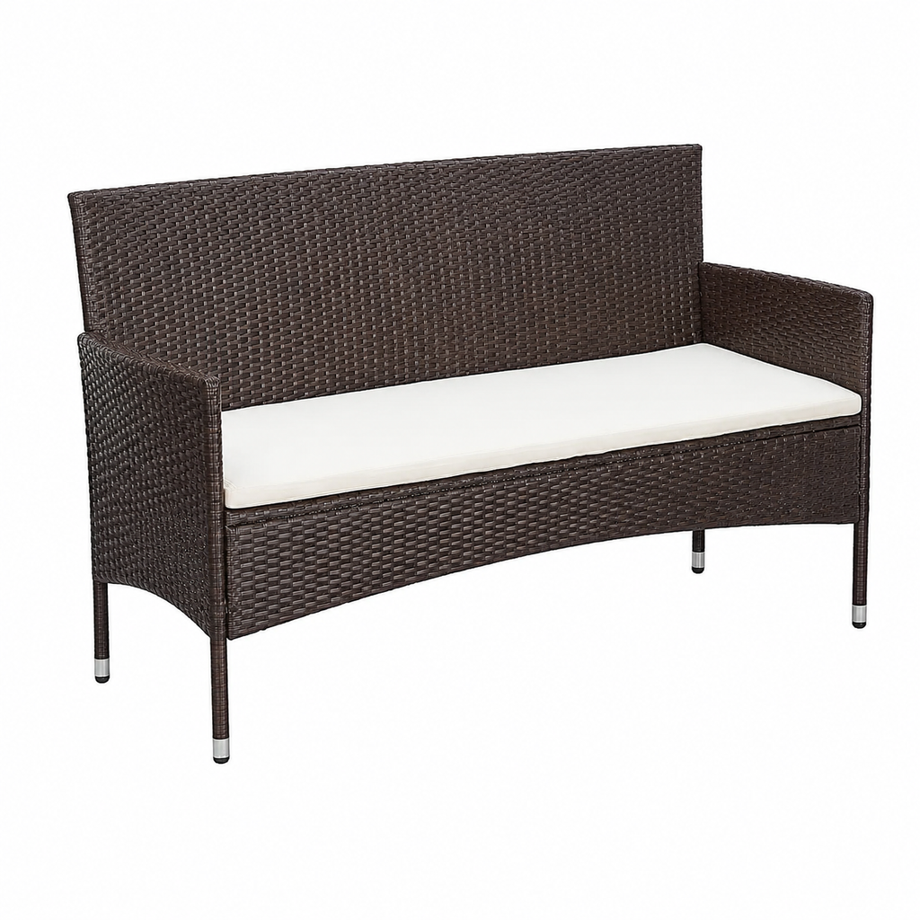 Ensemble de mobilier de jardin 5 pièces avec coussins en résine tressée marron