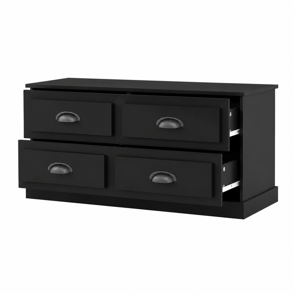 Meuble TV moderne noir en bois d'ingénierie