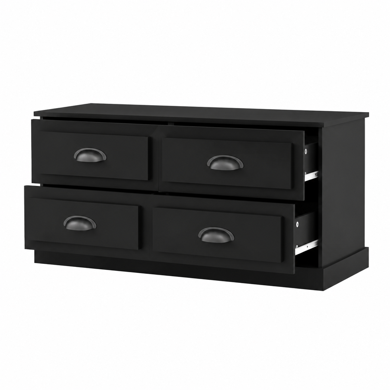 Meuble TV moderne noir en bois d'ingénierie