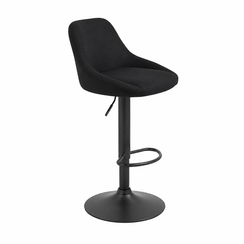 Tabouret de bar élégant en tissu et métal noir