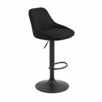 Tabouret de bar élégant en tissu et métal noir
