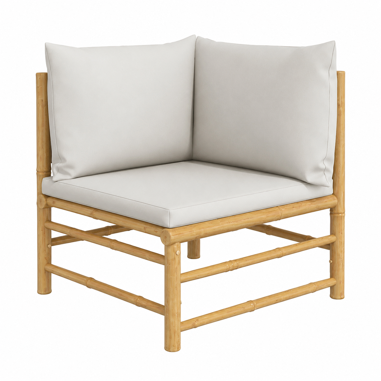 Ensemble de mobilier de jardin 6 pièces avec coussins coloris gris clair en bambou