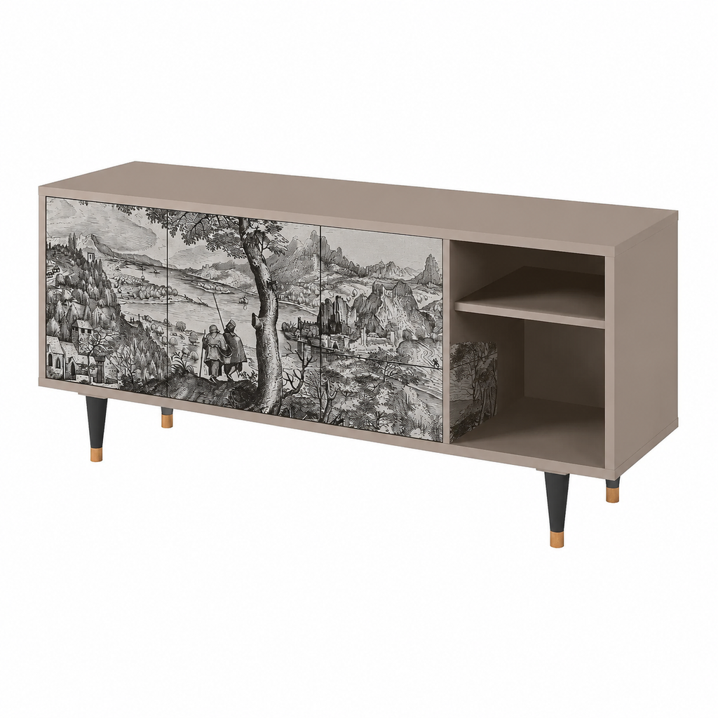 Meuble TV Contemporain en Bois - Dimensions 125x56x41 cm