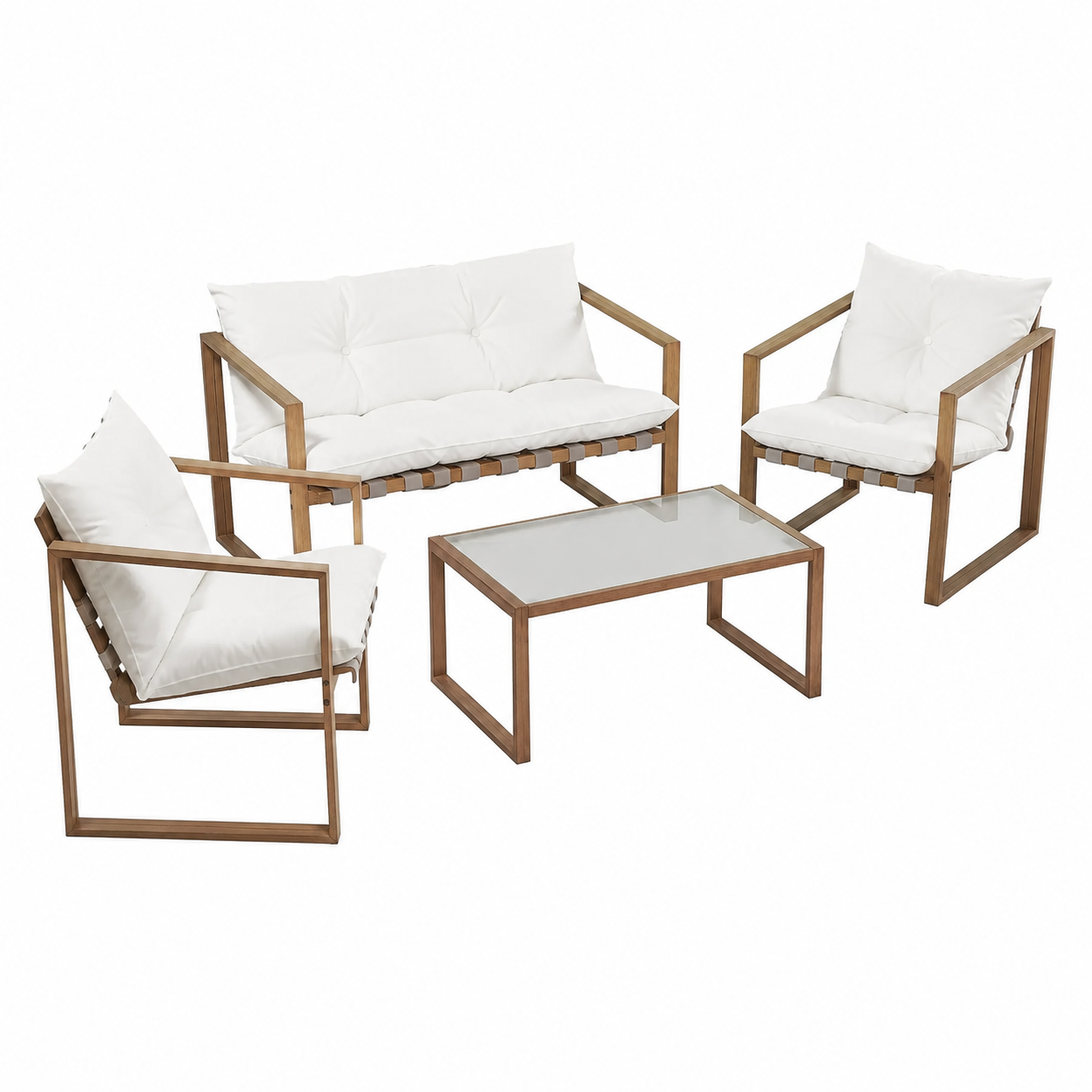 Ensemble de Jardin 4 Pièces en Résine Blanc
