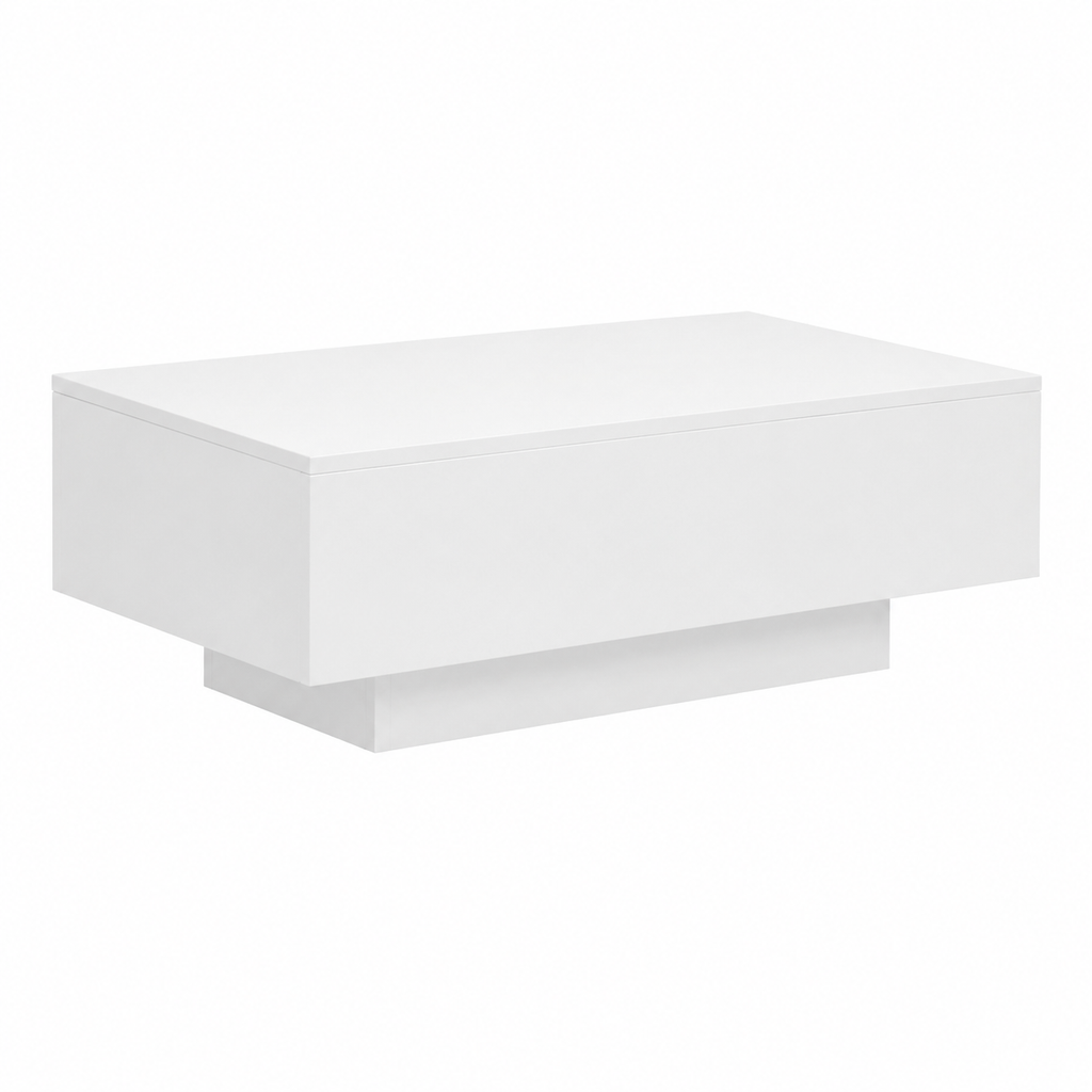 Table basse rectangulaire moderne en bois blanc