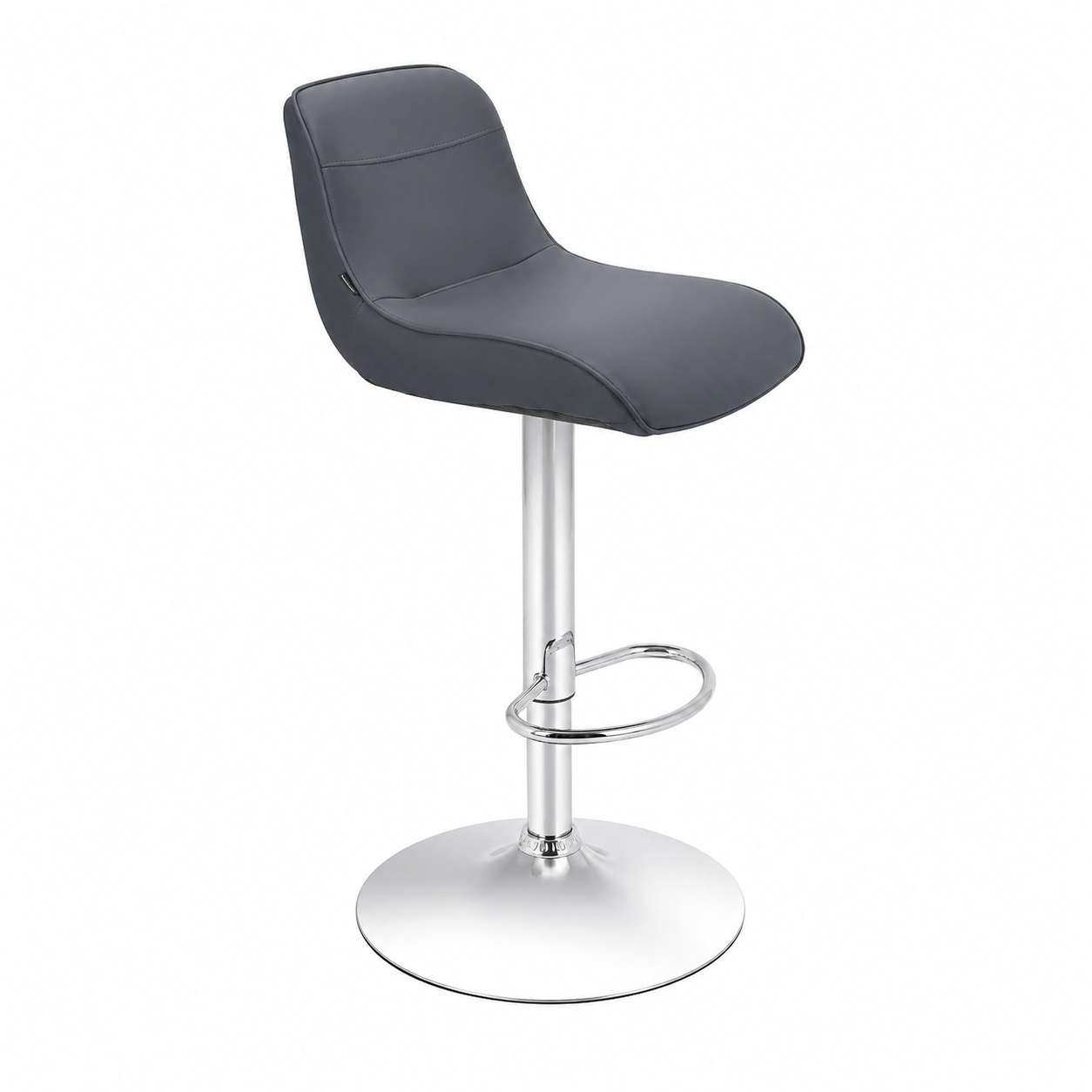 Tabouret de bar en similicuir et chrome gris, lot de 2