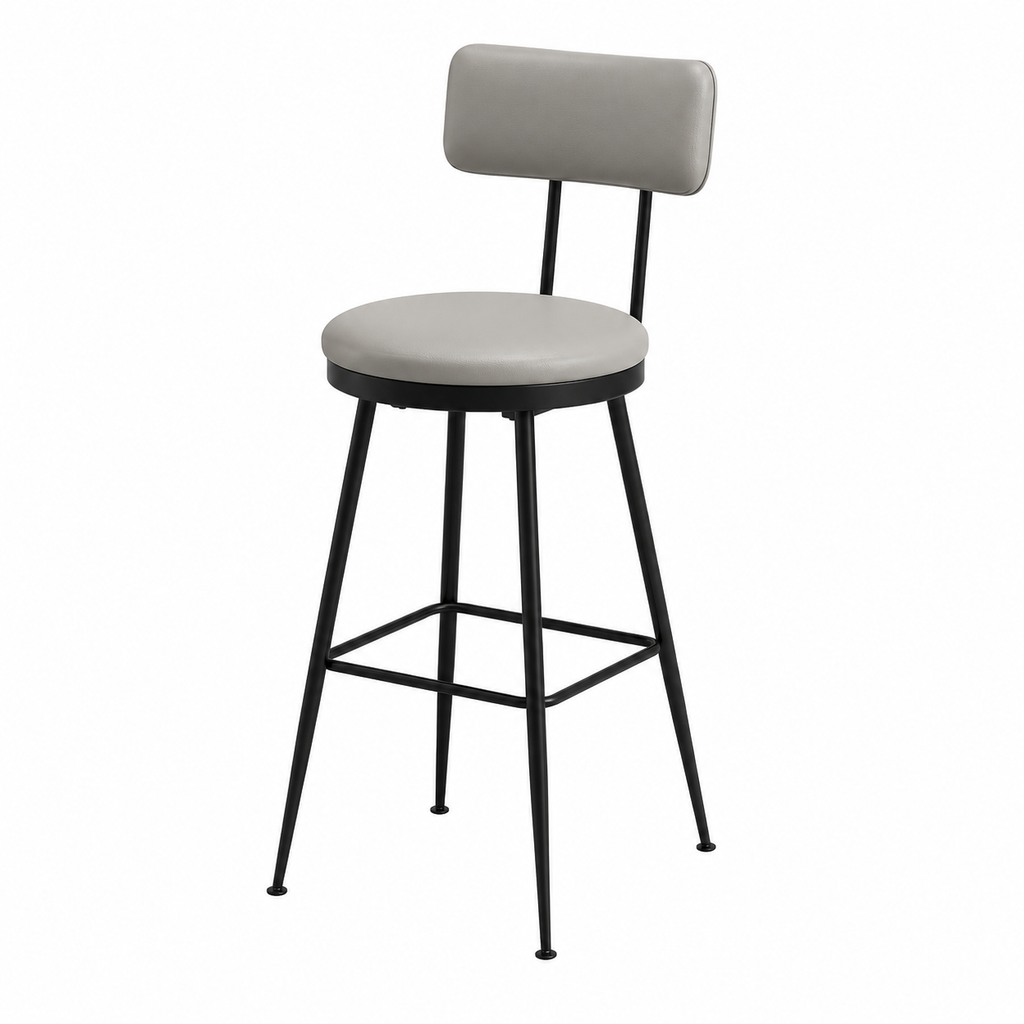 Paire de tabourets de bar ergonomiques en similicuir gris