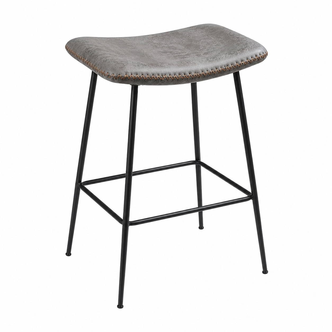 Tabourets de bar en similicuir gris, lot de 2