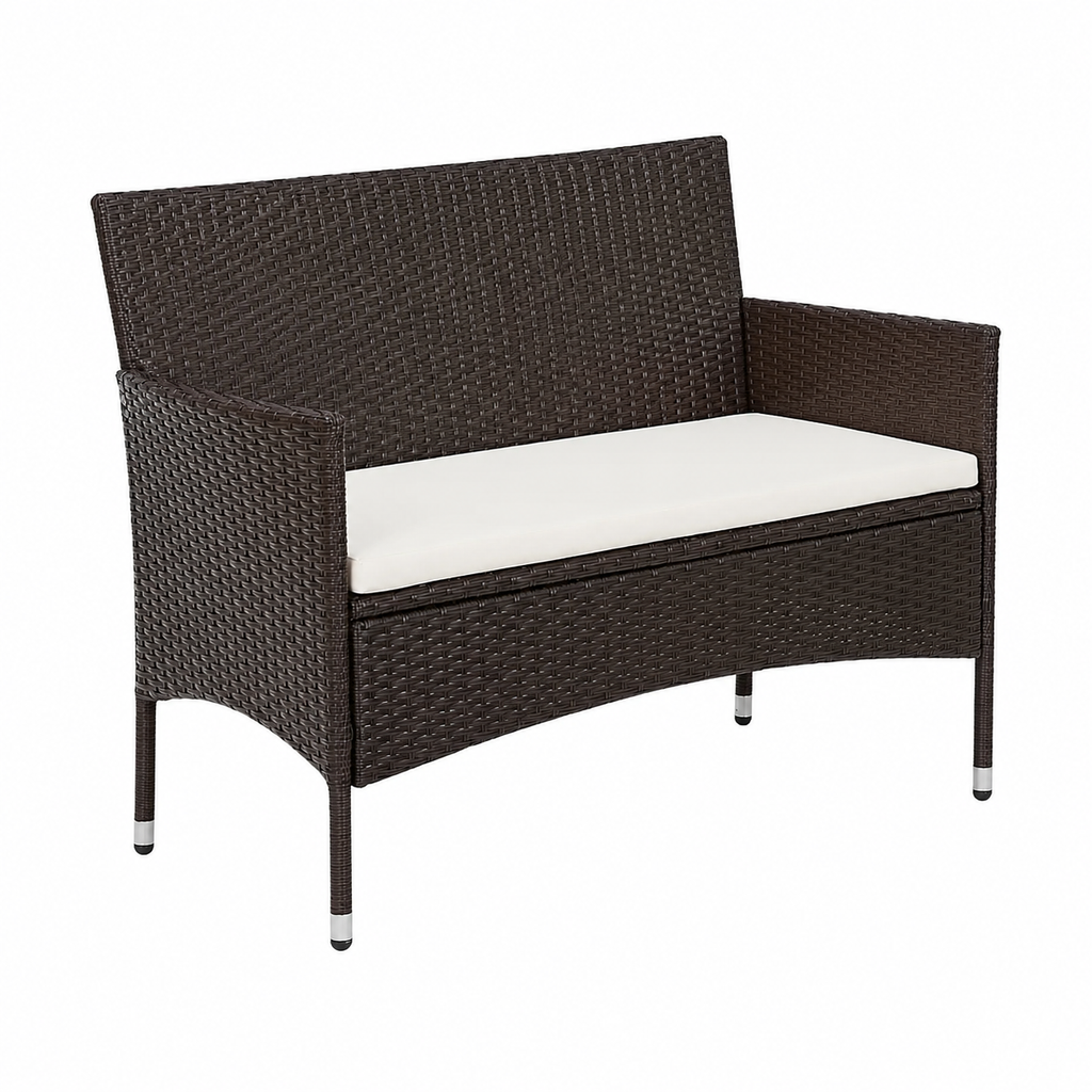 Ensemble de mobilier de jardin 5 pièces avec coussins en résine tressée marron